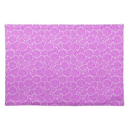 Japanese swirl pattern _ orchid and white cloth placemat