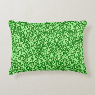Japanese swirl pattern - pine and lime green decorative pillow