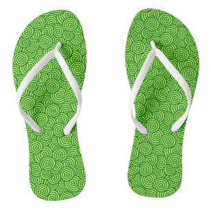 Japanese swirl pattern - pine and lime green flip flops