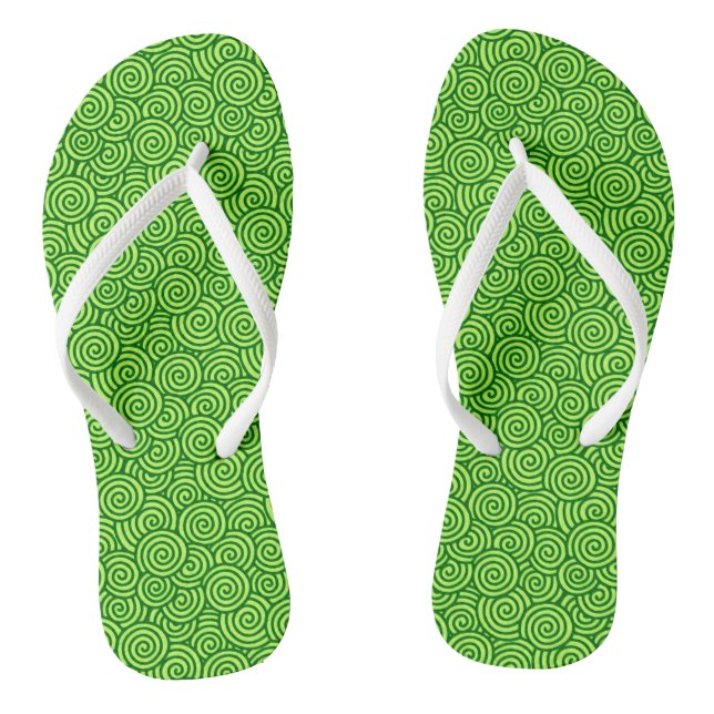 Japanese swirl pattern - pine and lime green flip flops (Footbed)