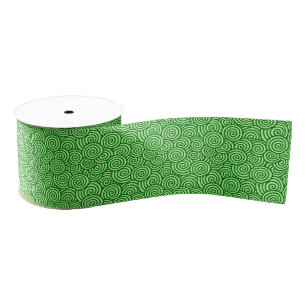 Japanese swirl pattern - pine and lime green grosgrain ribbon