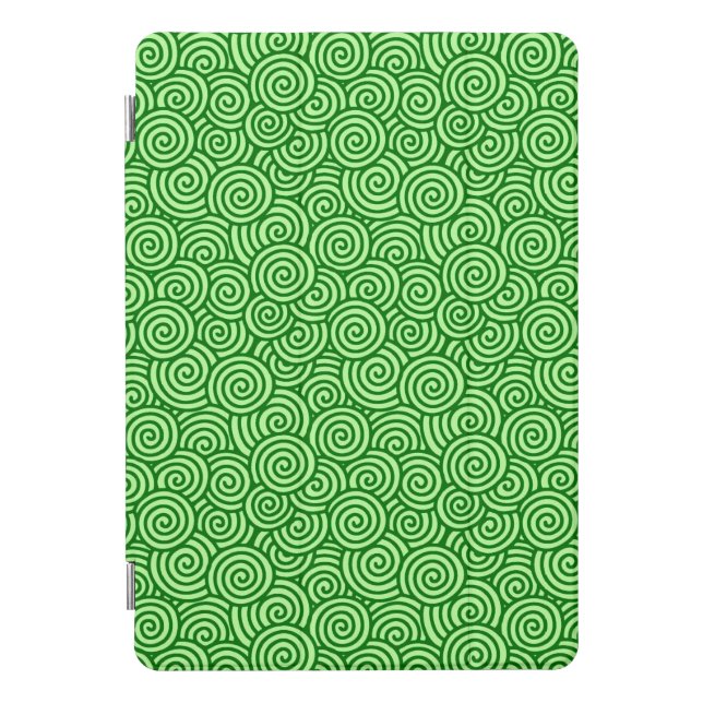 Japanese swirl pattern - pine and lime green iPad pro cover (Front)