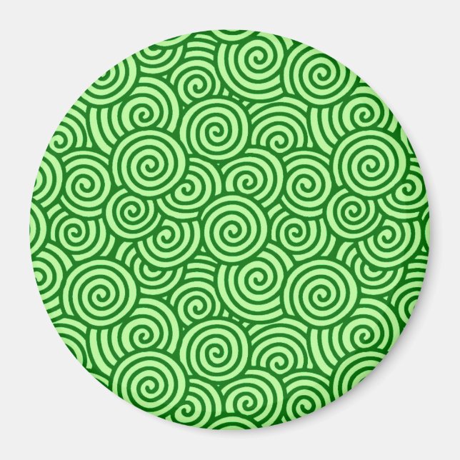 Japanese swirl pattern - pine and lime green magnet (Front)