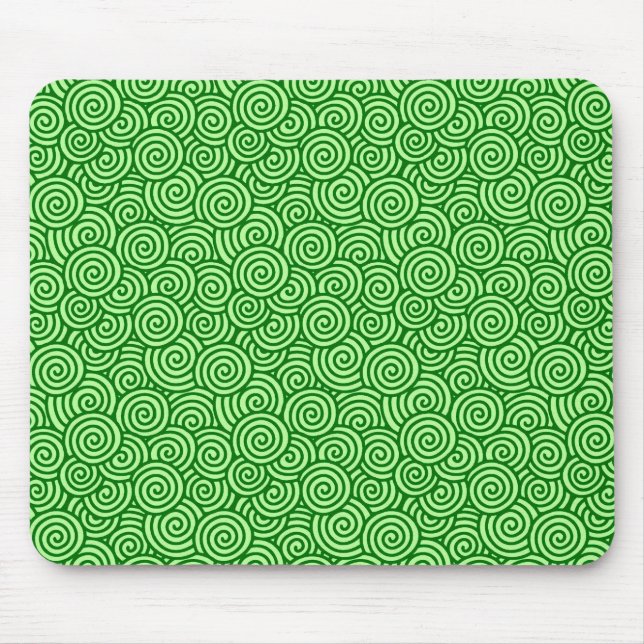 Japanese swirl pattern - pine and lime green mouse pad (Front)