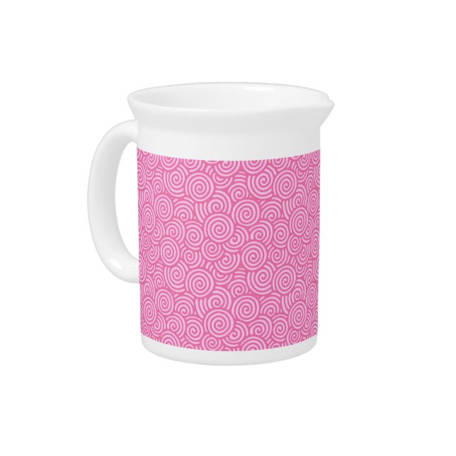 Japanese swirl pattern - soft peppermint pink beverage pitcher (Left)