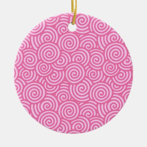 Japanese swirl pattern _ soft peppermint pink ceramic ornament
