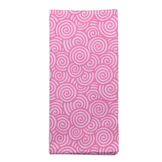 Japanese swirl pattern - soft peppermint pink cloth napkin (Folded)