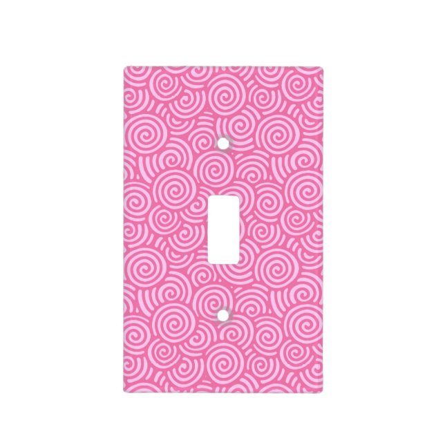 Japanese swirl pattern - soft peppermint pink light switch cover (Front)