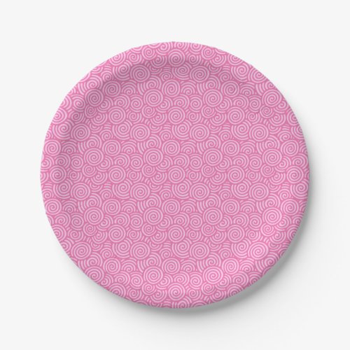 Japanese swirl pattern _ soft peppermint pink paper plates