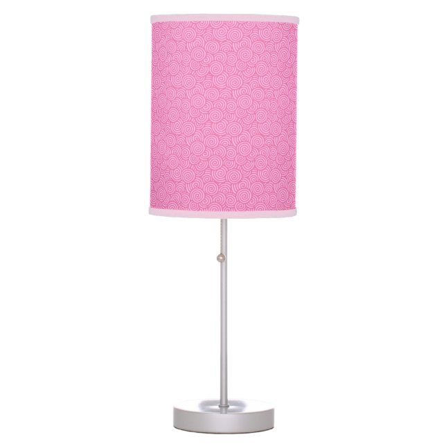 Japanese swirl pattern - soft peppermint pink table lamp (Front)