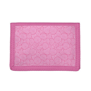 Japanese swirl pattern - soft peppermint pink tri-fold wallet