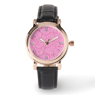 Japanese swirl pattern - soft peppermint pink watch