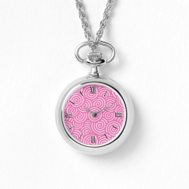 Japanese swirl pattern - soft peppermint pink watch (Front)