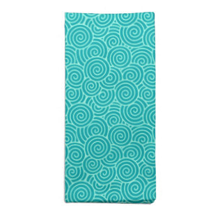 Japanese swirl pattern - turquoise and aqua cloth napkin