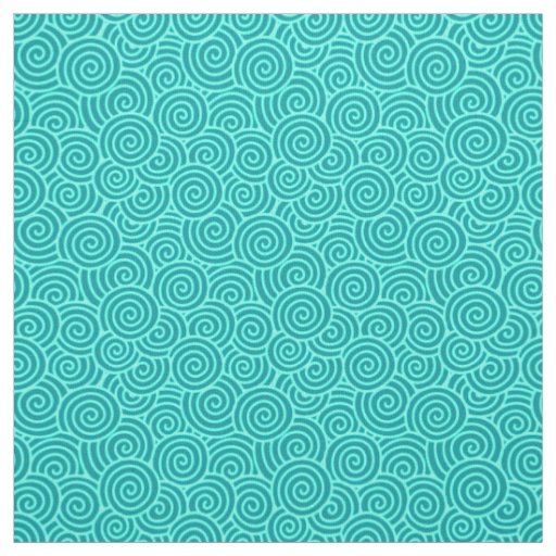 Japanese swirl pattern - turquoise and aqua fabric