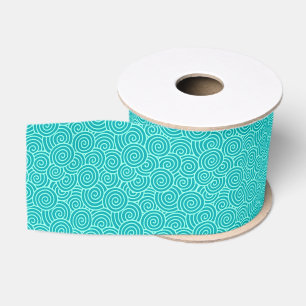 Japanese swirl pattern - turquoise and aqua grosgrain ribbon