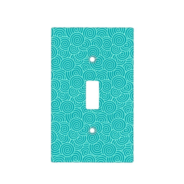 Japanese swirl pattern - turquoise and aqua light switch cover (Front)