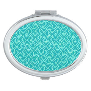 Japanese swirl pattern - turquoise and aqua mirror for makeup