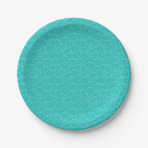 Japanese swirl pattern - turquoise and aqua paper plates