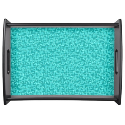 Japanese swirl pattern _ turquoise and aqua serving tray