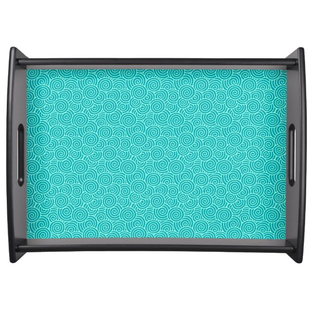 Japanese swirl pattern - turquoise and aqua serving tray (Front)