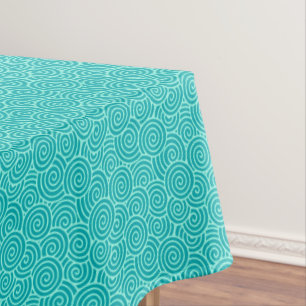 Japanese swirl pattern - turquoise and aqua tablecloth