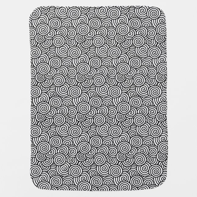 Japanese swirl pattern - white and black baby blanket (Front)