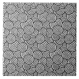 Japanese swirl pattern - white and black ceramic tile
