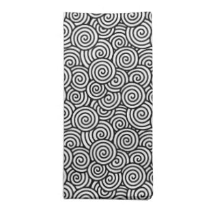 Japanese swirl pattern - white and black cloth napkin