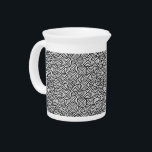 Japanese swirl pattern - white and black drink pitcher<br><div class="desc">Digital reproduction of a repeating swirl pattern based on traditional Japanese textile designs,  represents water or mist - black swirl pattern with a white background</div>
