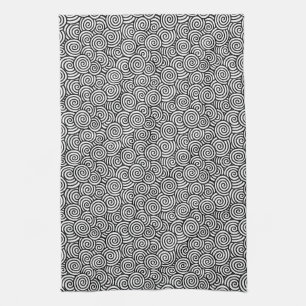 Japanese swirl pattern - white and black kitchen towel