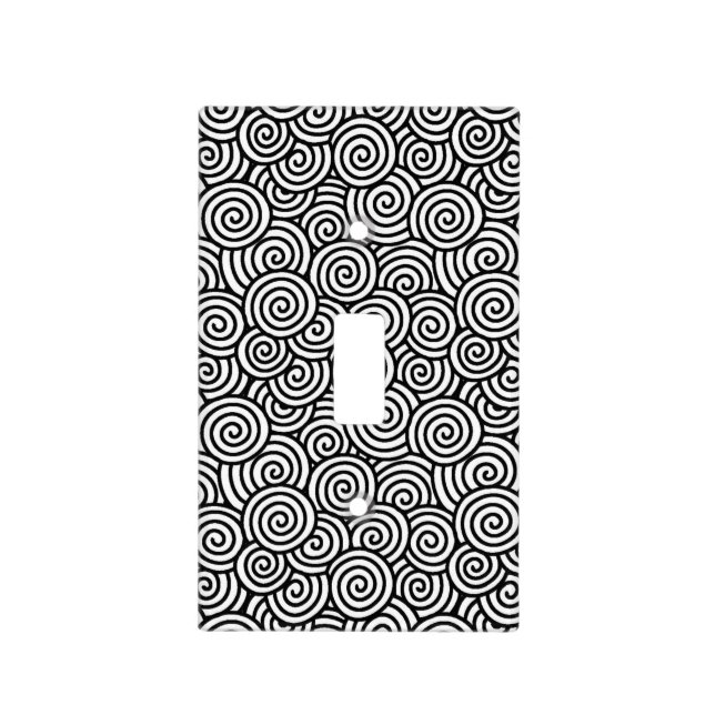 Japanese swirl pattern - white and black light switch cover (Front)