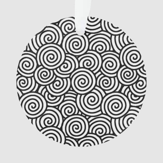 Japanese swirl pattern - white and black ornament (Front)