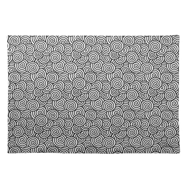 Japanese swirl pattern - white and black placemat (Front)