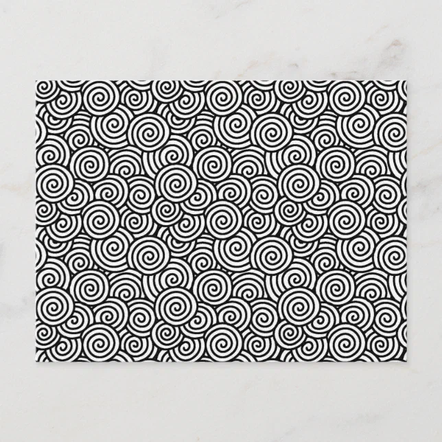 Japanese swirl pattern white and black postcard Zazzle