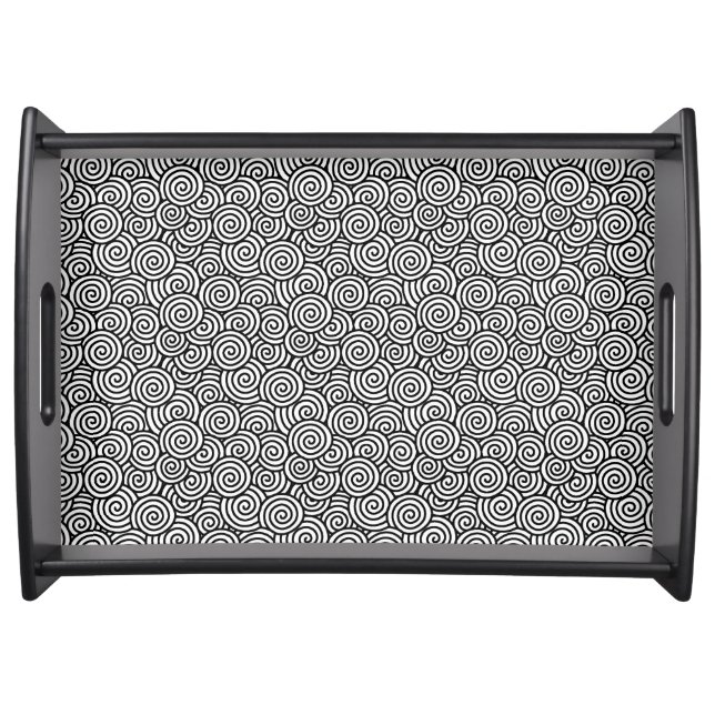 Japanese swirl pattern - white and black serving tray (Front)