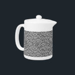Japanese swirl pattern - white and black teapot<br><div class="desc">Digital reproduction of a repeating swirl pattern based on traditional Japanese textile designs,  represents water or mist - black swirl pattern with a white background</div>