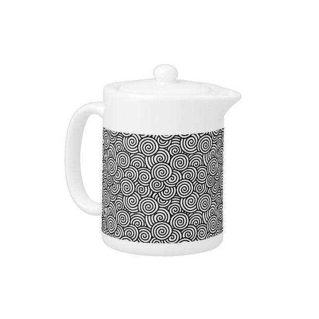 Japanese swirl pattern - white and black teapot (Left)