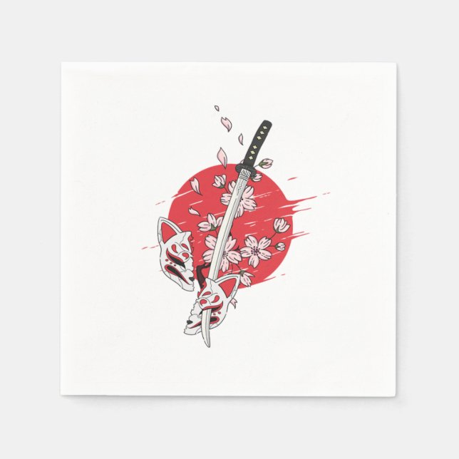Japanese Sword Japan Kendo Katana Ninja Samurai Gi Napkins (Front)
