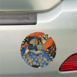 Japanese swordsman fighting monster car magnet