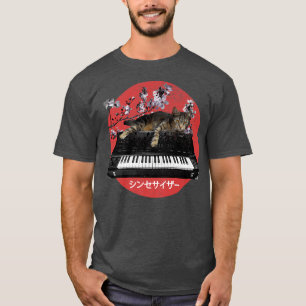 Japanese Synthesizer Cat Cherry Blossom T-Shirt