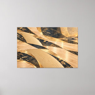Japanese Tatami and Light Wood – Indigo Gold Abstr Canvas Print