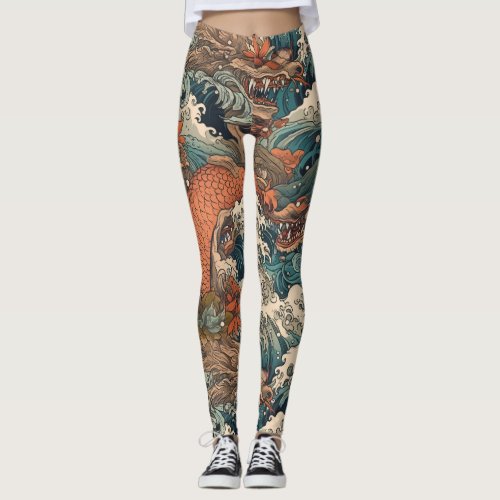 Japanese Tattoo Art Sea Creatures Leggings