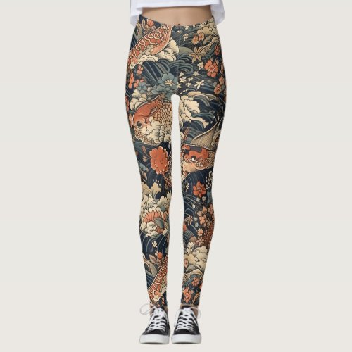 Japanese Tattoo Art Sea Monsters Leggings