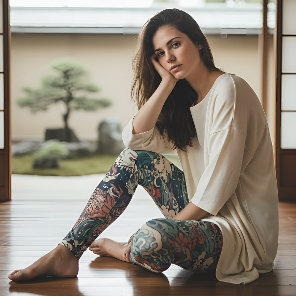 Japanese Tattoo Art Twin Dragons Leggings