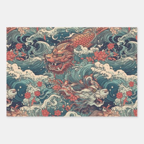 Japanese Tattoo Art Wrapping Paper Sheets