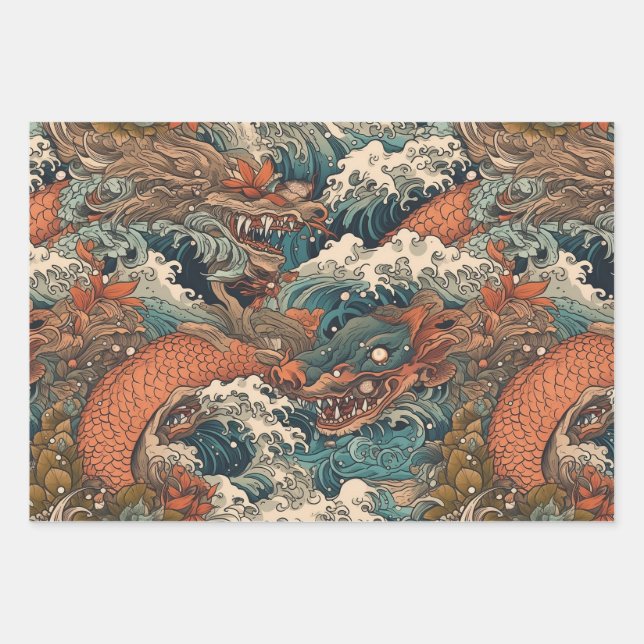 Japanese Tattoo Art Wrapping Paper Sheets (Front)