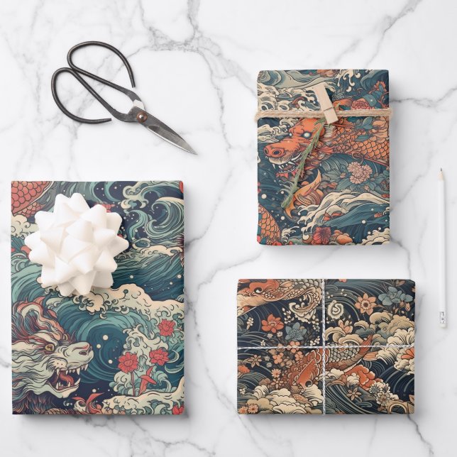 Japanese Tattoo Art Wrapping Paper Sheets (Front)