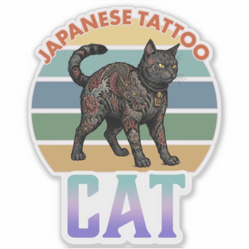 Japanese tattoo cat -irezumi- sticker