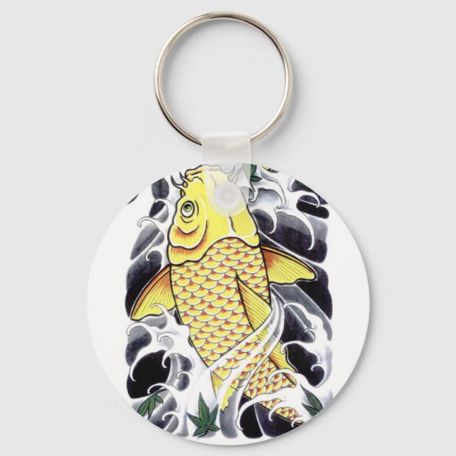 Japanese Tattoo Koi Fish Design Keychain (Front)